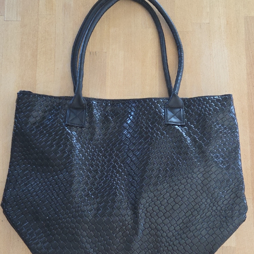 Elegant Black Woven Tote Bag